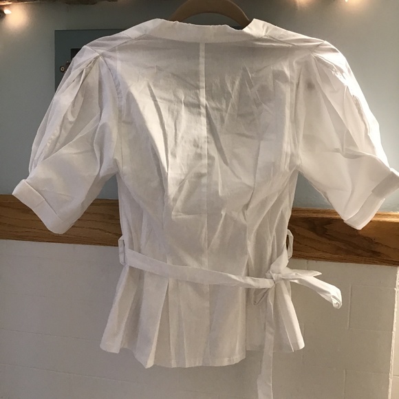 3for $30 Callie Lives White pleated short sleeve blouse - Picture 7 of 12